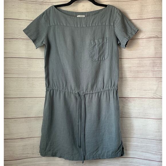 Standard James Perse Gray Linen T-Shirt Dress Drawstring Waist Size 3 - Picture 1 of 15